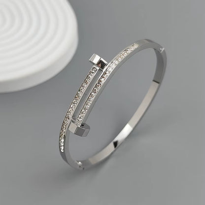 New Nail Zircon Stainless Steel Gold-Plated Bracelet 18K, High Quality Waterproof Couple Bracelet, Wife Gift