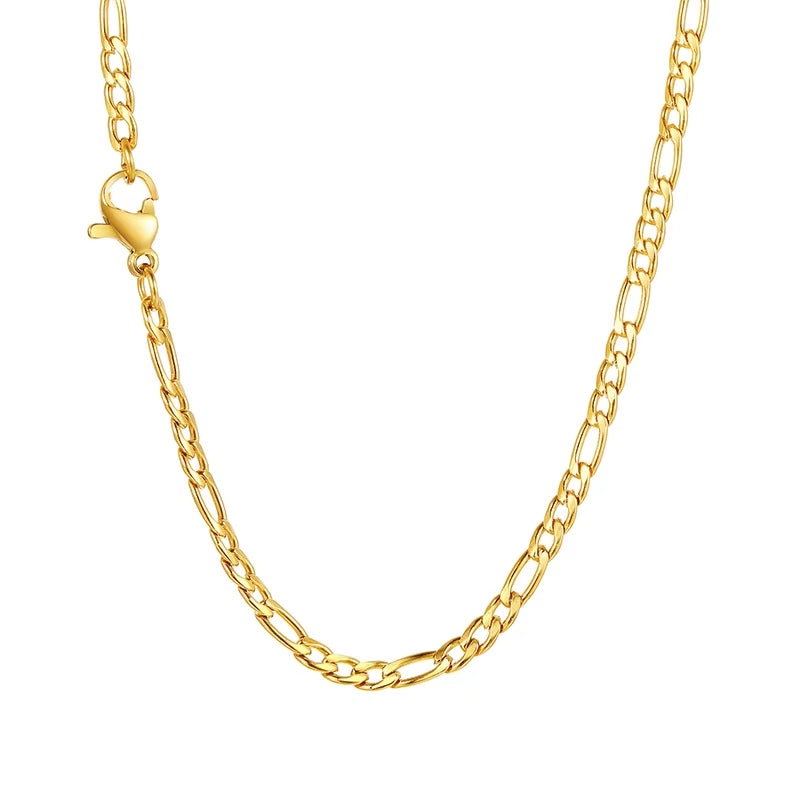 Figaro Chain Necklace Stainless Steel Link Gold Color Choker Necklace Layered Women Girls 14" 18" 20" 24"