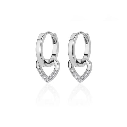 1Pair Hollow Zircon Heart Earrings for Women Stainless Steel Gold Color Dangle Heart Earring Luxury Wedding Couple Jewelry