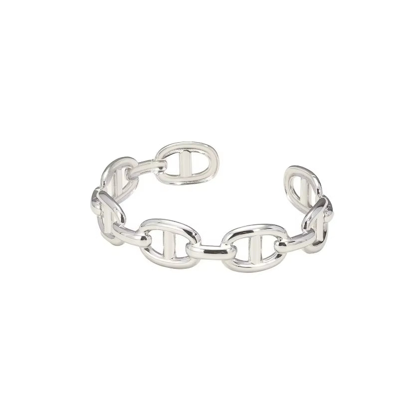Titanium - Steel Gold - Plated C - Shaped Open - Ended Bangle. a Unique, Irregularly Spliced and Niche Accessory for Women.