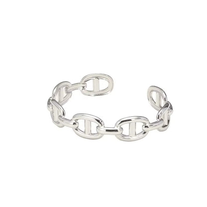 Titanium - Steel Gold - Plated C - Shaped Open - Ended Bangle. a Unique, Irregularly Spliced and Niche Accessory for Women.