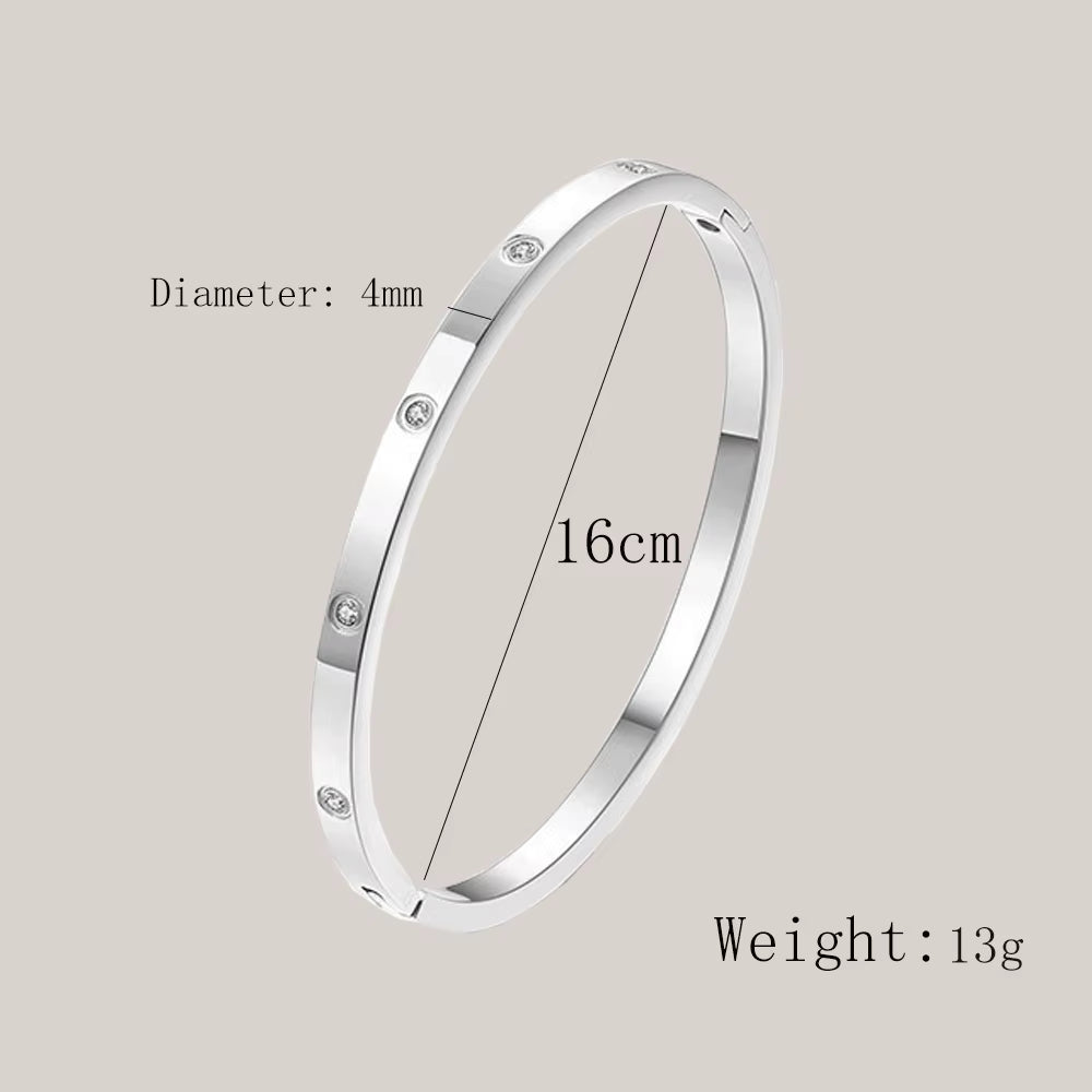 Stainless Steel Cuff Bracelets Bangles for Women Fashion Jewelry Charm Jewelry Accessories Crystal Bracelet Love