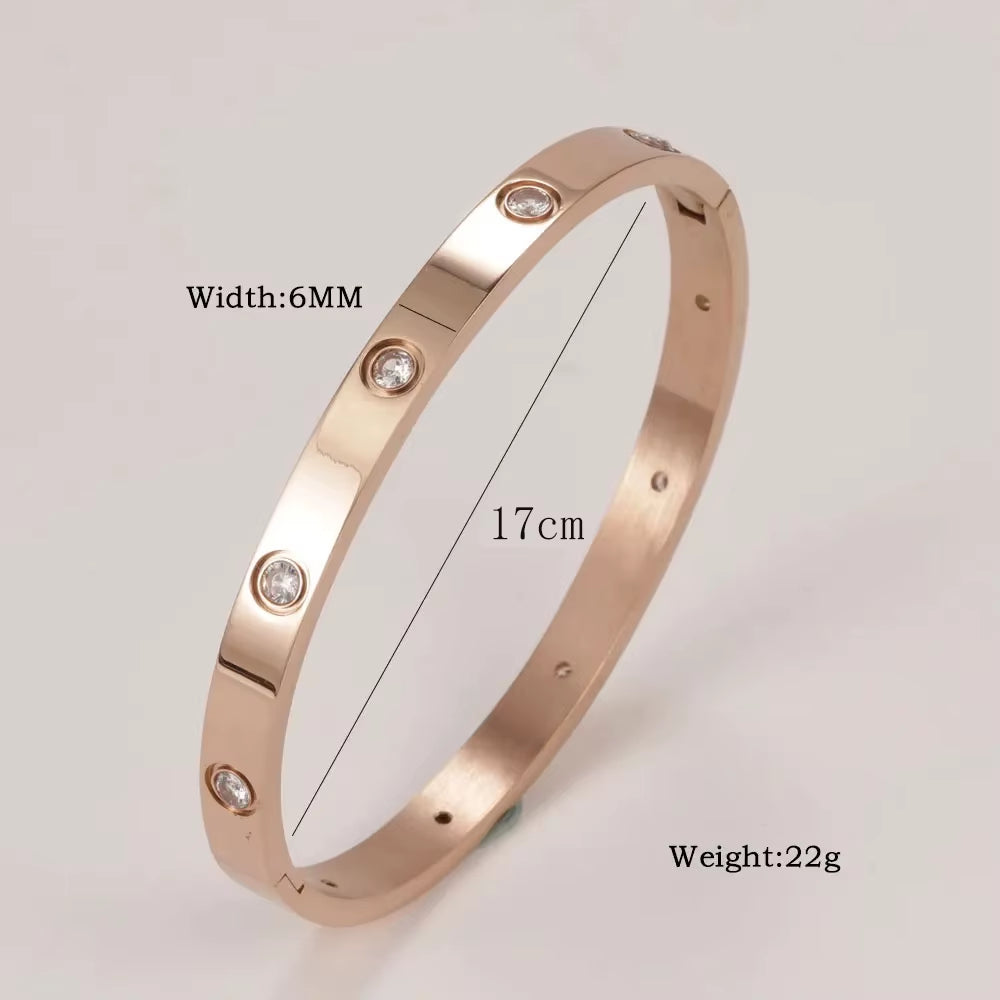 Stainless Steel Cuff Bracelets Bangles for Women Fashion Jewelry Charm Jewelry Accessories Crystal Bracelet Love