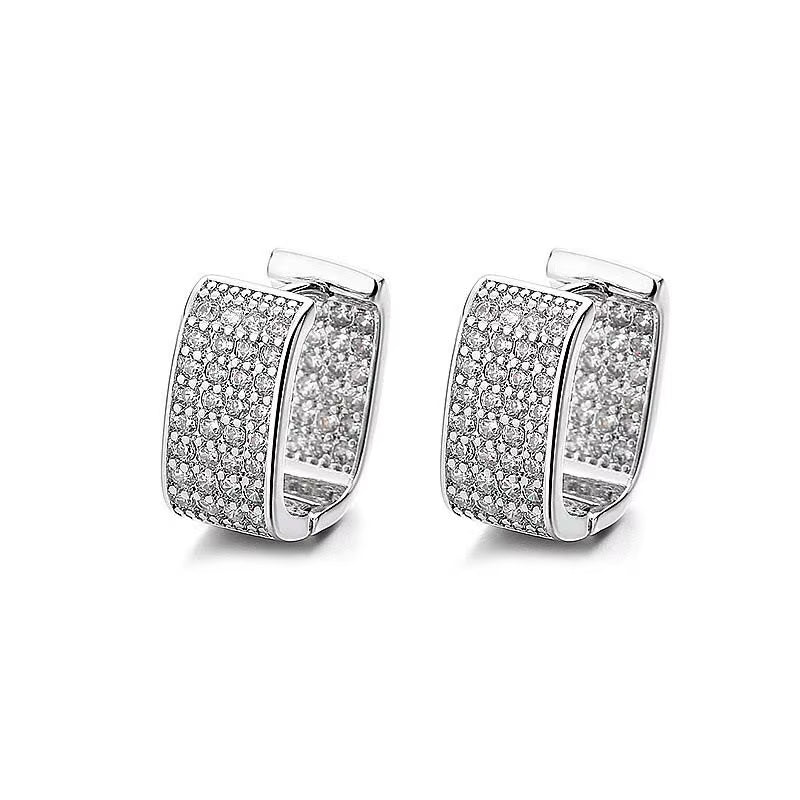Stainless Steel Gold Silver Color Square Hoop Earrings for Women Luxury Shiny CZ Zircon Geometric Earrings Wedding Jewelry