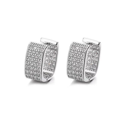 Stainless Steel Gold Silver Color Square Hoop Earrings for Women Luxury Shiny CZ Zircon Geometric Earrings Wedding Jewelry