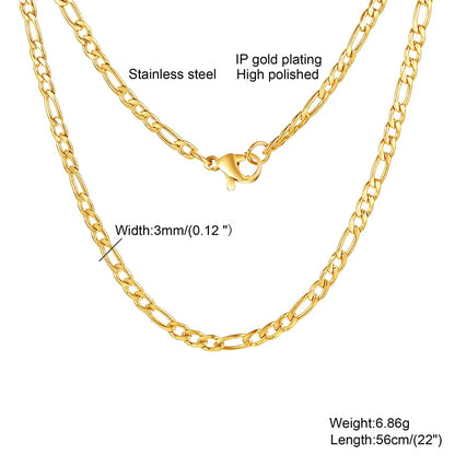 Figaro Chain Necklace Stainless Steel Link Gold Color Choker Necklace Layered Women Girls 14" 18" 20" 24"