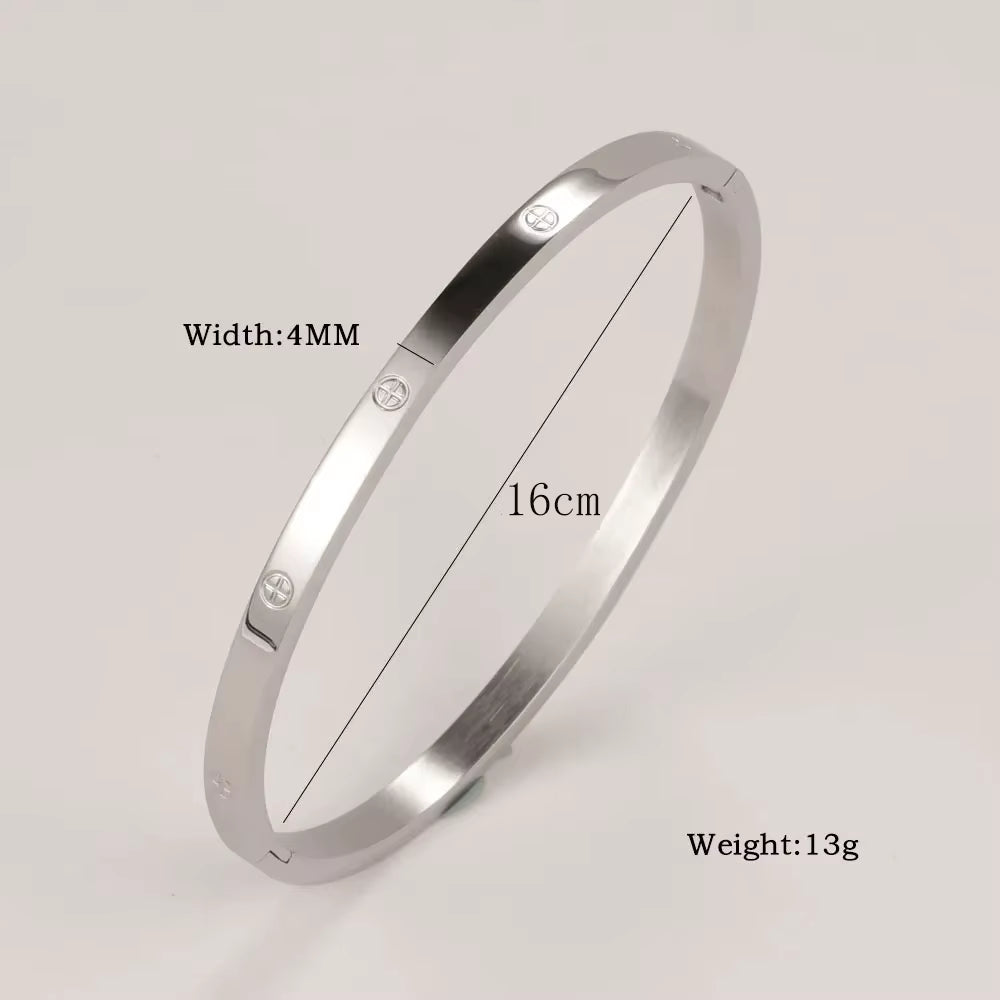 Stainless Steel Cuff Bracelets Bangles for Women Fashion Jewelry Charm Jewelry Accessories Crystal Bracelet Love