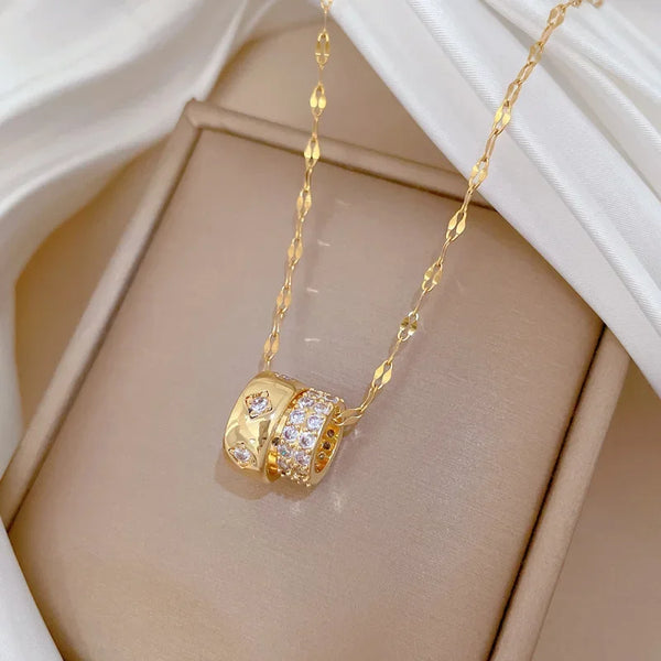 Double Ring Gold Necklace