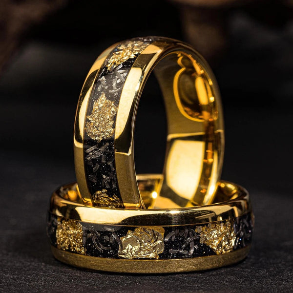 Gold Inlay Tungsten Ring