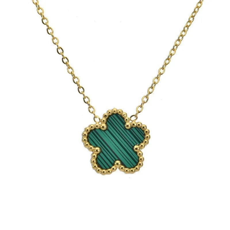 Trendy Flve Leaf Flower Gold Plated Pendant Necklace For Women Temperament Llght Luxury Jewelry Gifts For Friends Lover