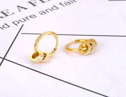 Lokaer Stainless Steel Geometric Circle Hoop Earrings Trendy Green CZ Crystal Bohemia Party Earrings For Women Girls E22020