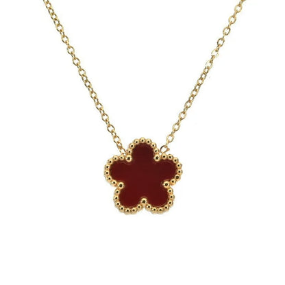Trendy Flve Leaf Flower Gold Plated Pendant Necklace For Women Temperament Llght Luxury Jewelry Gifts For Friends Lover