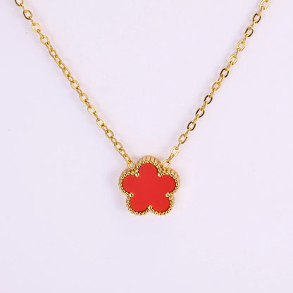 Trendy Flve Leaf Flower Gold Plated Pendant Necklace For Women Temperament Llght Luxury Jewelry Gifts For Friends Lover