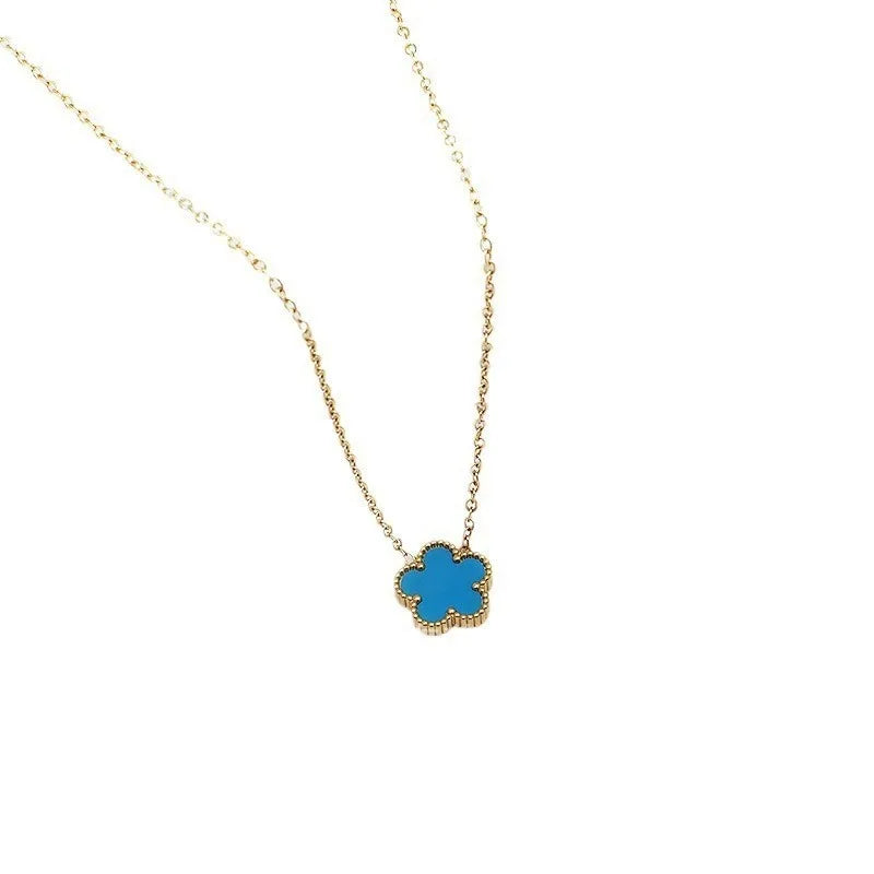 Trendy Flve Leaf Flower Gold Plated Pendant Necklace For Women Temperament Llght Luxury Jewelry Gifts For Friends Lover