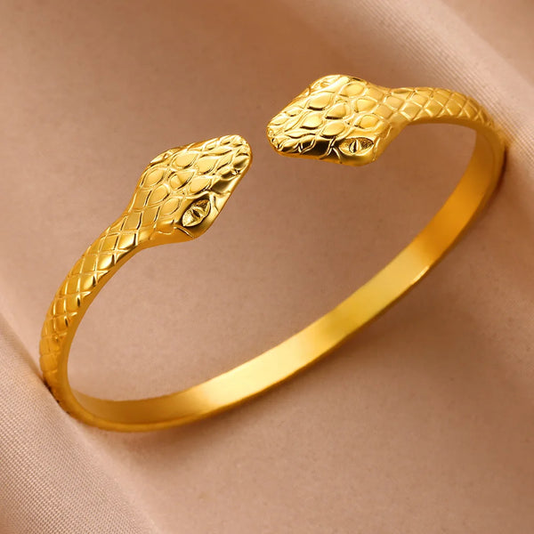 Golden Serpent Bangle Bracelet