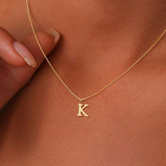 A-Z Initial Necklace 18K Gold Plated Necklace Cute Letter Stainless Steel Necklace for Women