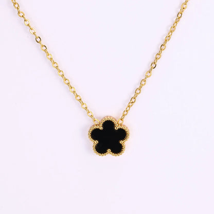 Trendy Flve Leaf Flower Gold Plated Pendant Necklace For Women Temperament Llght Luxury Jewelry Gifts For Friends Lover