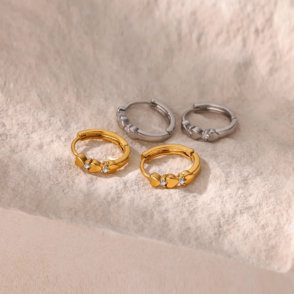 Tiny Heart Earrings For Women Gold Color Stainless Steel Heart Earring Waterproof Wedding Christmas Jewelry Gift aretes