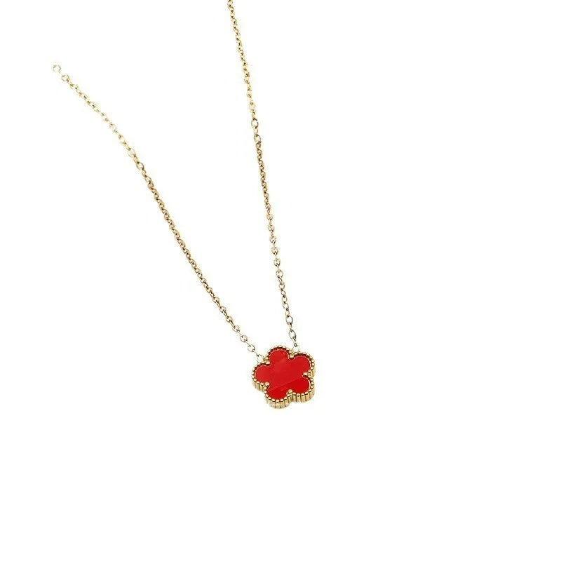 Trendy Flve Leaf Flower Gold Plated Pendant Necklace For Women Temperament Llght Luxury Jewelry Gifts For Friends Lover