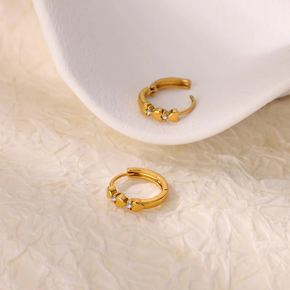 Tiny Heart Earrings For Women Gold Color Stainless Steel Heart Earring Waterproof Wedding Christmas Jewelry Gift aretes