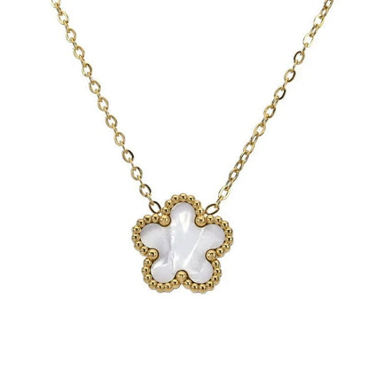 Trendy Flve Leaf Flower Gold Plated Pendant Necklace For Women Temperament Llght Luxury Jewelry Gifts For Friends Lover