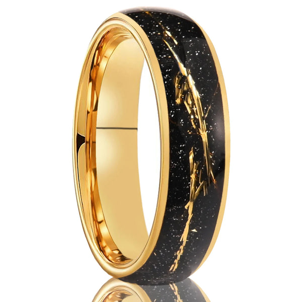 Black Gold Vein Tungsten Ring