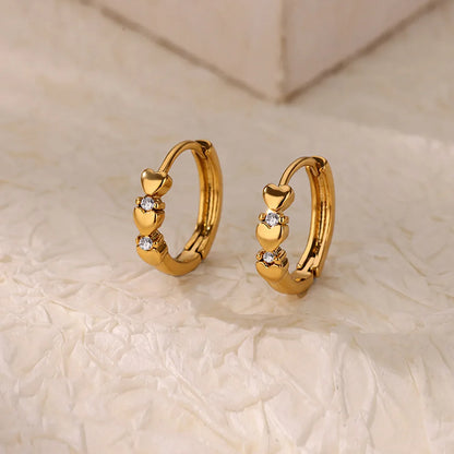 Tiny Heart Earrings For Women Gold Color Stainless Steel Heart Earring Waterproof Wedding Christmas Jewelry Gift aretes