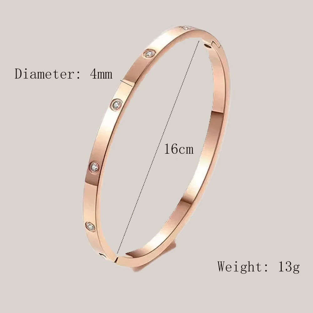Stainless Steel Cuff Bracelets Bangles for Women Fashion Jewelry Charm Jewelry Accessories Crystal Bracelet Love
