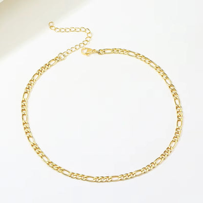Figaro Chain Necklace Stainless Steel Link Gold Color Choker Necklace Layered Women Girls 14" 18" 20" 24"