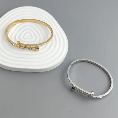 New Nail Zircon Stainless Steel Gold-Plated Bracelet 18K, High Quality Waterproof Couple Bracelet, Wife Gift