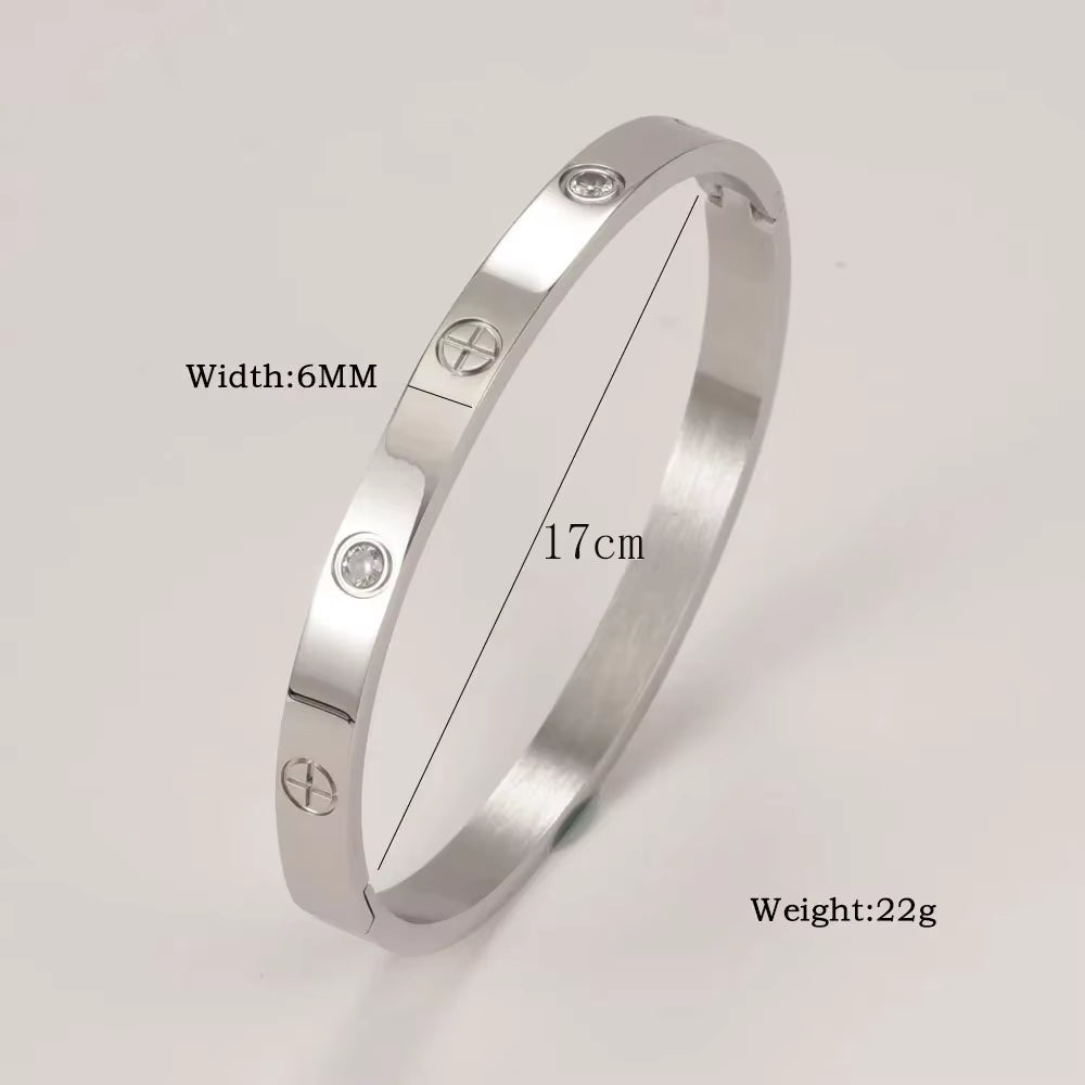 Stainless Steel Cuff Bracelets Bangles for Women Fashion Jewelry Charm Jewelry Accessories Crystal Bracelet Love