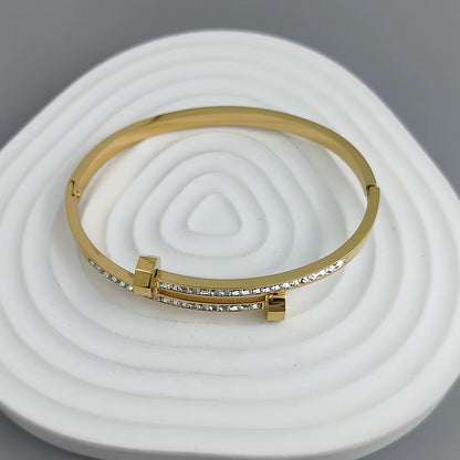 New Nail Zircon Stainless Steel Gold-Plated Bracelet 18K, High Quality Waterproof Couple Bracelet, Wife Gift