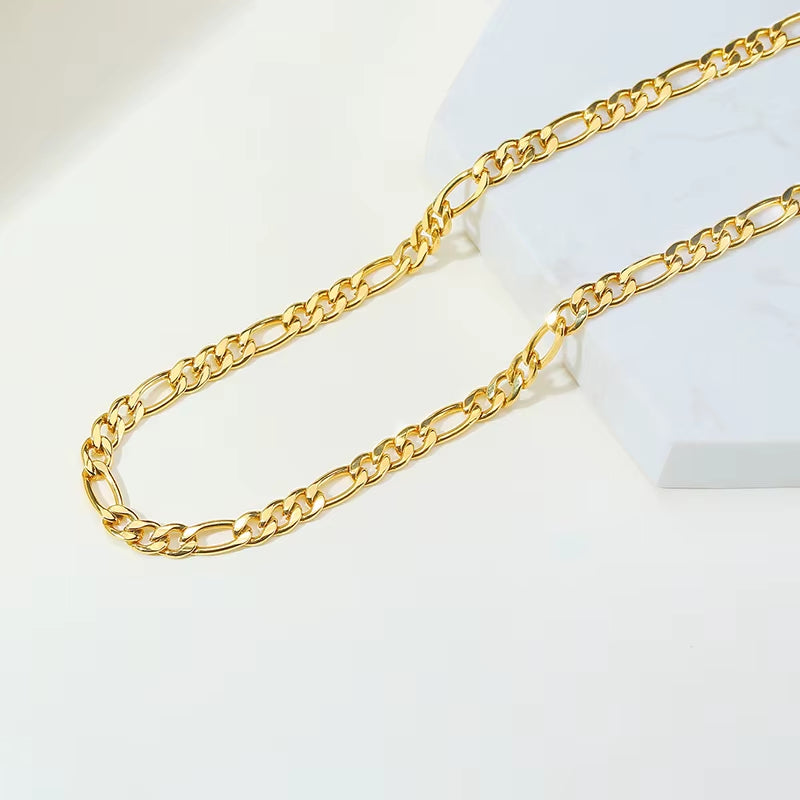 Figaro Chain Necklace Stainless Steel Link Gold Color Choker Necklace Layered Women Girls 14" 18" 20" 24"