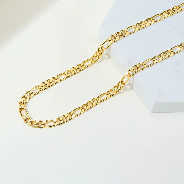 Figaro Chain Necklace Stainless Steel Link Gold Color Choker Necklace Layered Women Girls 14" 18" 20" 24"
